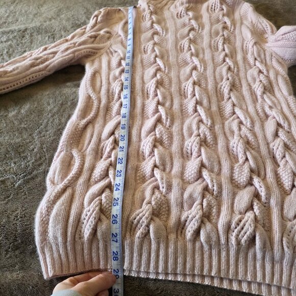 Neiman Marcus 100% Cashmere Sweater Large Pink Cable Knit Mock Neck Pullover - Picture 16 of 16
